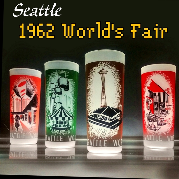 1962 Seattle worlds fair souvenir glasses